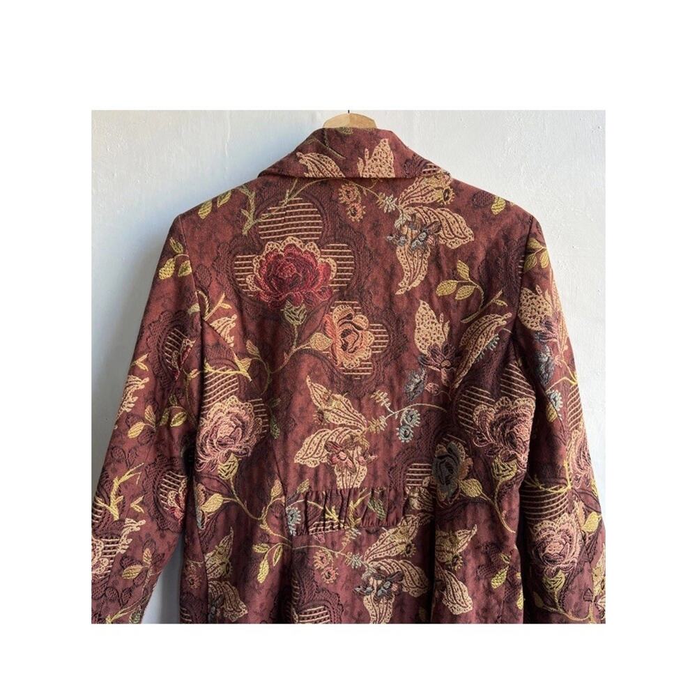 CAbi Womens 10 Floral Jacquard Long Blazer Coat Victorian Floral Elegant Wedding - Picture 10 of 14